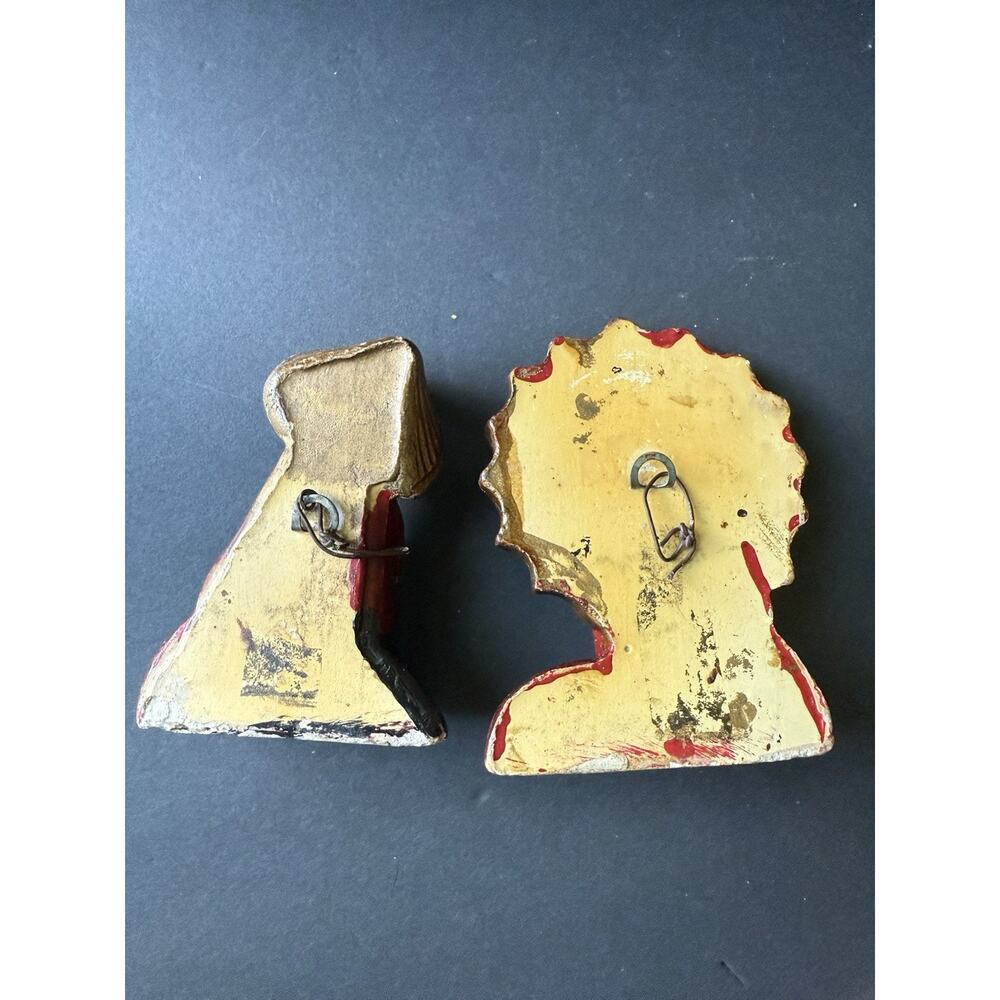 Vintage Ceramic MCM Happy Asian Couple Man Woman Figurines Red Chinese Oriental - Picture 3 of 6